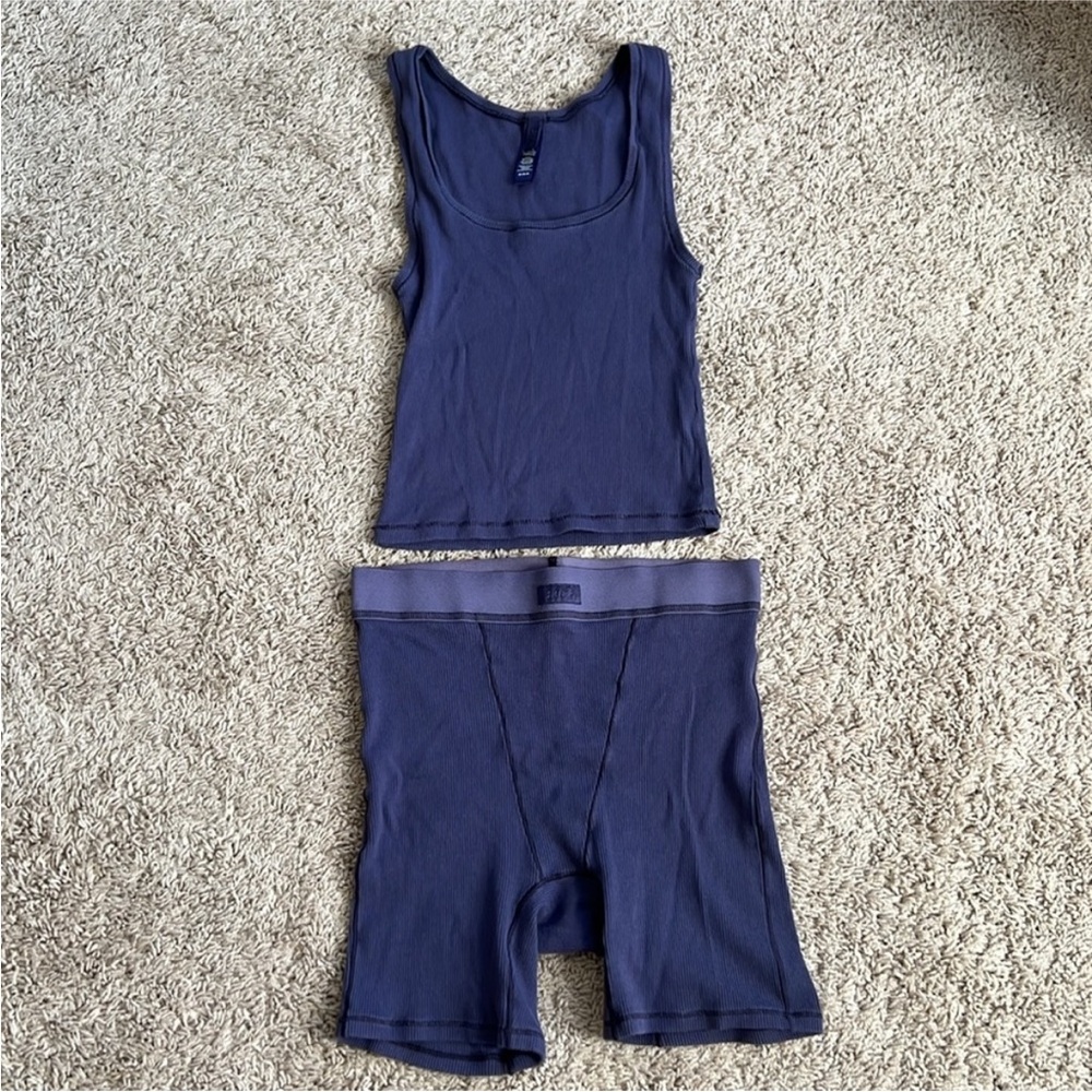 ✨ SKIMS Cotton Rib Tank & Short SET